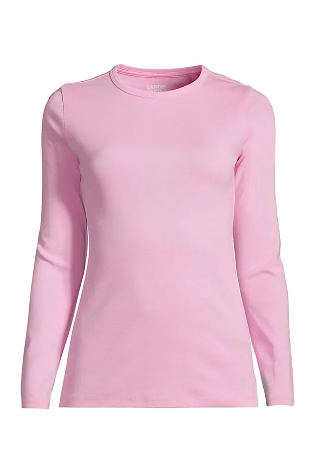 Lands039 End Tops and Tees Women Plus Size Cotton Rib Long Sleeve Crewneck Tshirt Wild Blossom Lands039 End Tops and Tees Women Plus Size Cotton Rib Long Sleeve Crewneck Tshirt Wild Blossom