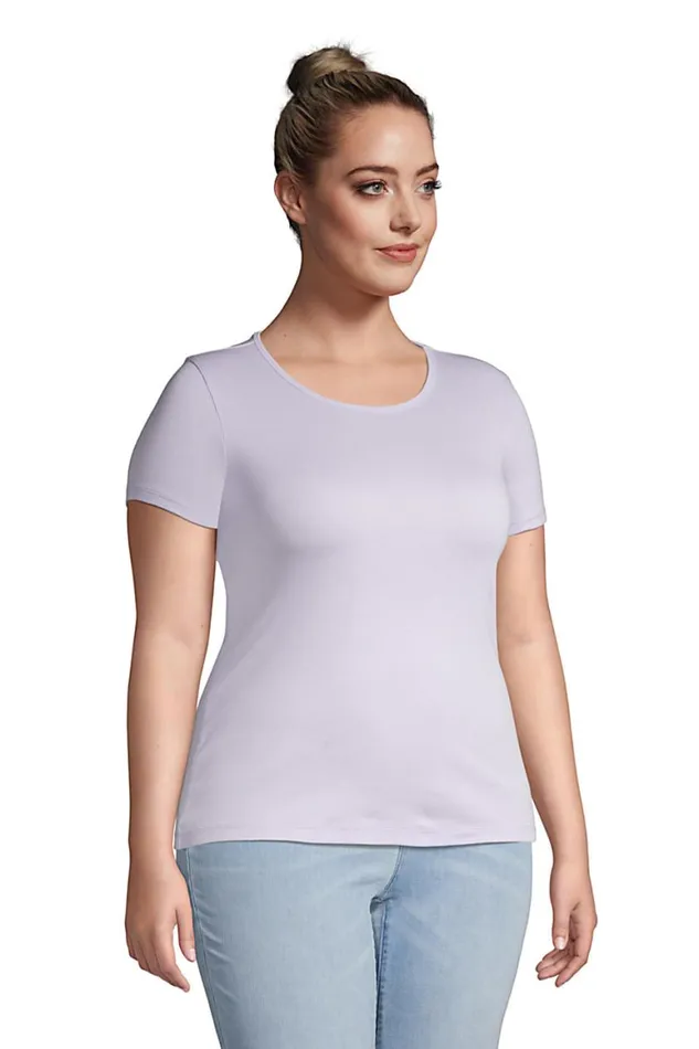 Lands039 End Tops and Tees Women Plus Size Cotton Rib Short Sleeve Crewneck Tshirt Soft Mojave Rose Lands039 End Tops and Tees Women Plus Size Cotton Rib Short Sleeve Crewneck Tshirt Soft Mojave Rose