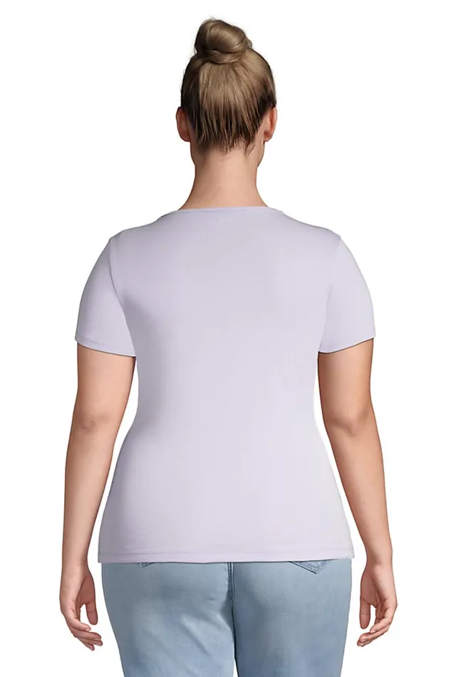 Lands039 End Tops and Tees Women Plus Size Cotton Rib Short Sleeve Crewneck Tshirt Soft Mojave Rose Lands039 End Tops and Tees Women Plus Size Cotton Rib Short Sleeve Crewneck Tshirt Soft Mojave Rose