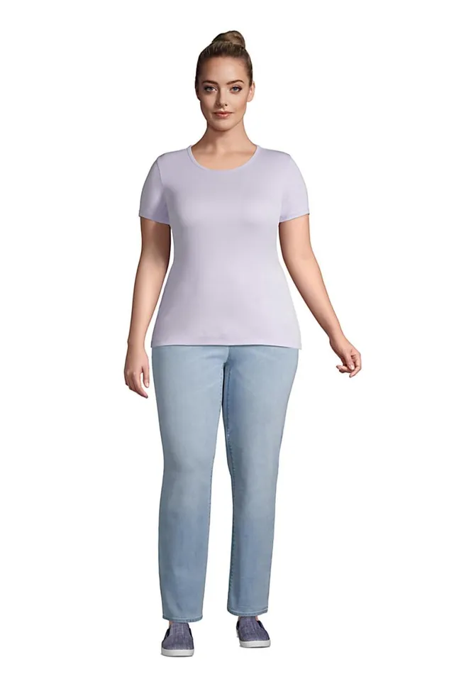 Lands039 End Tops and Tees Women Plus Size Cotton Rib Short Sleeve Crewneck Tshirt Soft Mojave Rose Lands039 End Tops and Tees Women Plus Size Cotton Rib Short Sleeve Crewneck Tshirt Soft Mojave Rose