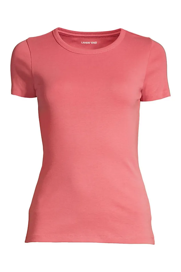 Lands039 End Tops and Tees Women Plus Size Cotton Rib Short Sleeve Crewneck Tshirt Soft Mojave Rose Lands039 End Tops and Tees Women Plus Size Cotton Rib Short Sleeve Crewneck Tshirt Soft Mojave Rose