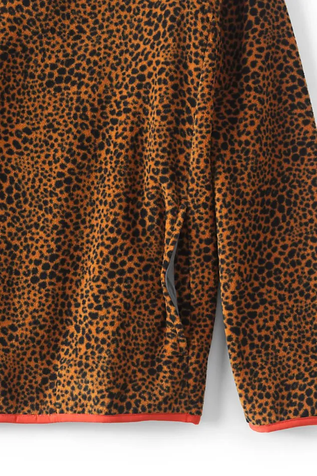 Lands039 End Tops and Tees Women Plus Size Heritage Fleece Snap Neck Pullover Top Burnt Caramel Leopard Print Lands039 End Tops and Tees Women Plus Size Heritage Fleece Snap Neck Pullover Top Burnt Caramel Leopard Print