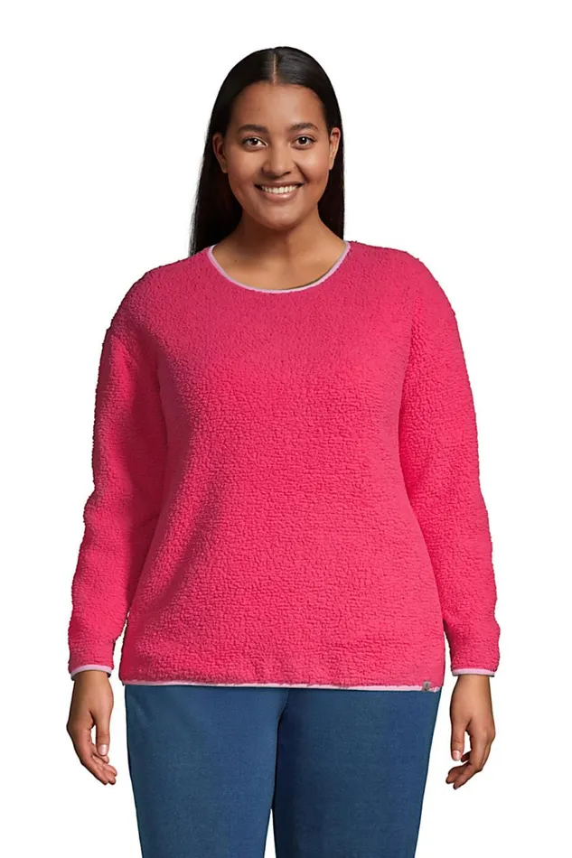 Lands039 End Tops and Tees Women Plus Size Long Sleeve Sherpa Fleece Sweatshirt Hot Pink Lands039 End Tops and Tees Women Plus Size Long Sleeve Sherpa Fleece Sweatshirt Hot Pink