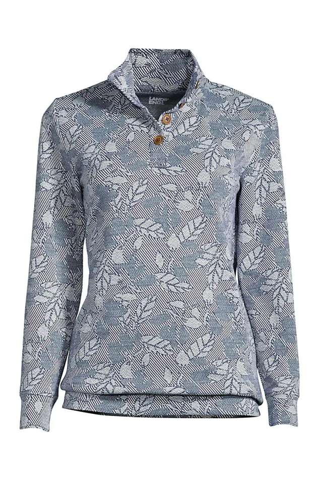 Lands039 End Tops and Tees Women Plus Size Long Sleeve Sport Knit Pullover Deep Sea Navy Chevron Floral Lands039 End Tops and Tees Women Plus Size Long Sleeve Sport Knit Pullover Deep Sea Navy Chevron Floral