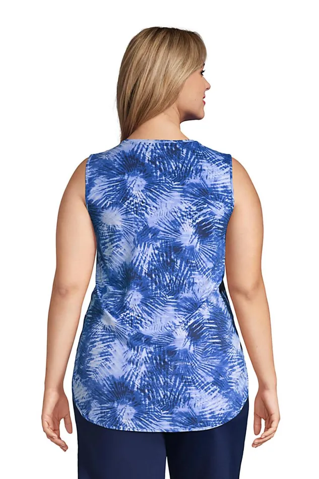 Lands039 End Tops and Tees Women Plus Size Moisture Wicking Upf Sun Crewneck Tunic Tank Top Print Deep Sea Navy Tie Dye Palm Lands039 End Tops and Tees Women Plus Size Moisture Wicking Upf Sun Crewneck Tunic Tank Top Print Deep Sea Navy Tie Dye Palm