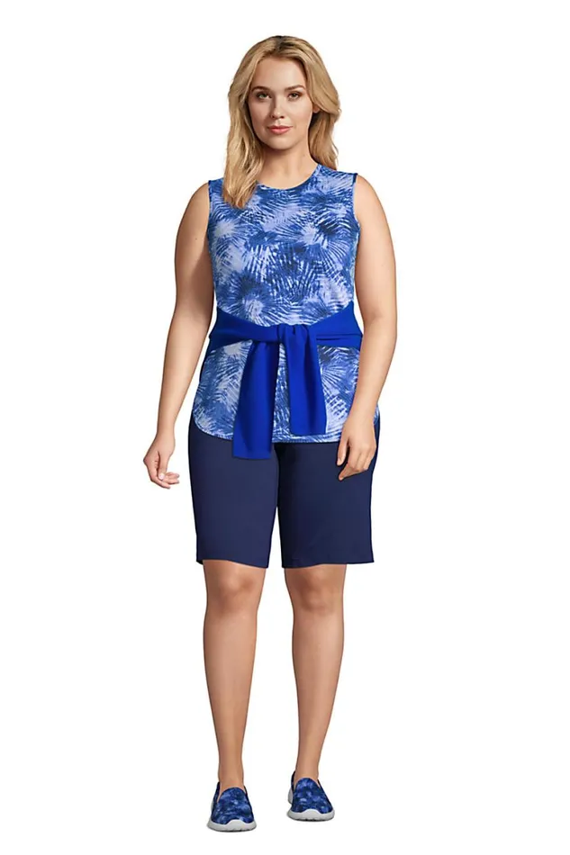 Lands039 End Tops and Tees Women Plus Size Moisture Wicking Upf Sun Crewneck Tunic Tank Top Print Deep Sea Navy Tie Dye Palm Lands039 End Tops and Tees Women Plus Size Moisture Wicking Upf Sun Crewneck Tunic Tank Top Print Deep Sea Navy Tie Dye Palm