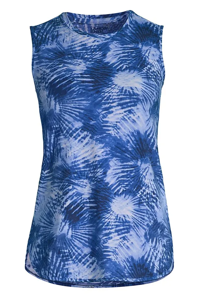 Lands039 End Tops and Tees Women Plus Size Moisture Wicking Upf Sun Crewneck Tunic Tank Top Print Deep Sea Navy Tie Dye Palm Lands039 End Tops and Tees Women Plus Size Moisture Wicking Upf Sun Crewneck Tunic Tank Top Print Deep Sea Navy Tie Dye Palm