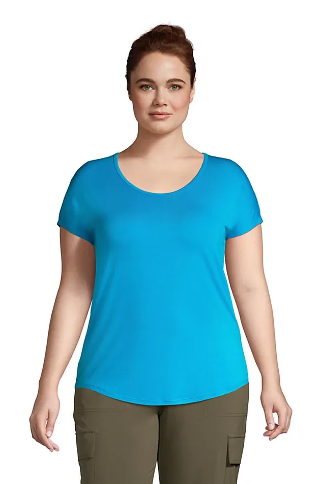 Lands039 End Tops and Tees Women Plus Size Uneck Jersey Tshirt Malibu Blue
