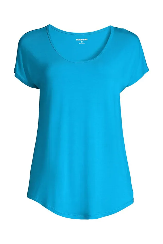 Lands039 End Tops and Tees Women Plus Size Uneck Jersey Tshirt Malibu Blue Lands039 End Tops and Tees Women Plus Size Uneck Jersey Tshirt Malibu Blue