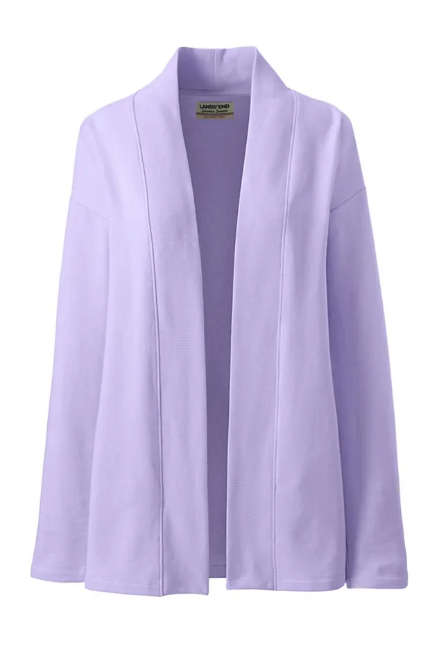 Lands039 End Tops and Tees Women Serious Sweats Open Front Long Cardigan Lavender Cloud Lands039 End Tops and Tees Women Serious Sweats Open Front Long Cardigan Lavender Cloud