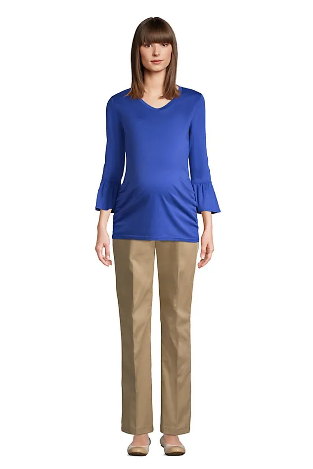 Lands039 End Tops and Tees Women Supima Micro Modal Maternity Rounded Vneck Top Black