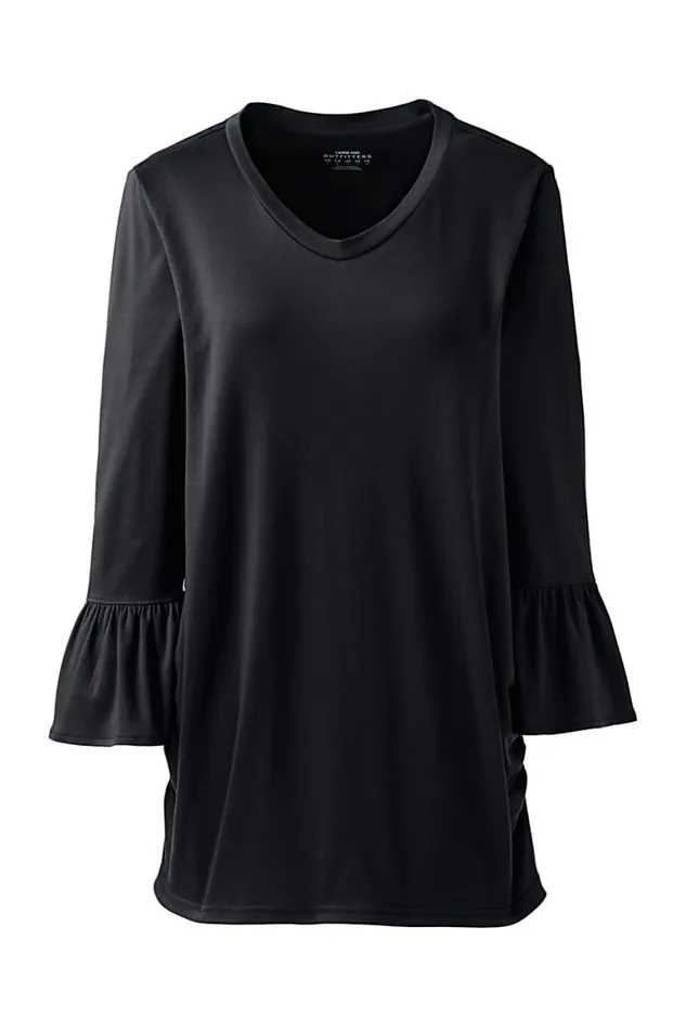 Lands039 End Tops and Tees Women Supima Micro Modal Maternity Rounded Vneck Top Black