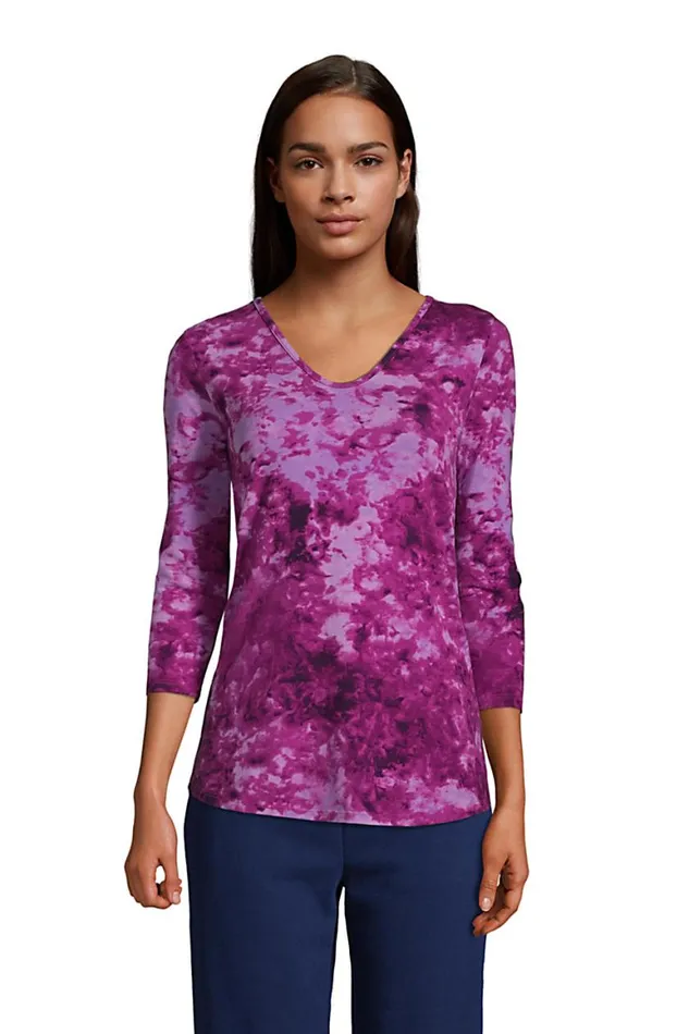 Lands039 End Tunic Tops Women Power Performance 34 Sleeve Twist Back Tunic Print Violet Rose Tie Dye Lands039 End Tunic Tops Women Power Performance 34 Sleeve Twist Back Tunic Print Violet Rose Tie Dye