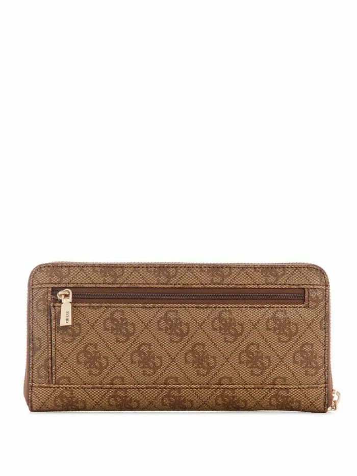 Laurel Large ZipAround Wallet Latte Logo Handbags GUESS Women