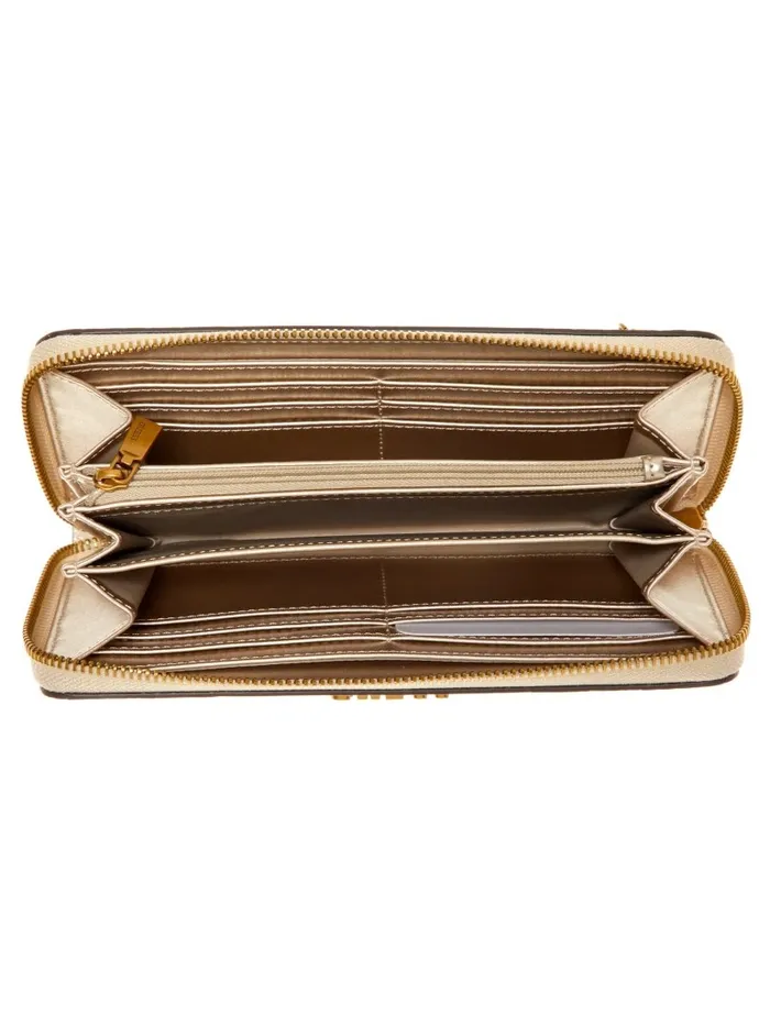 Laurel Large ZipAround Wallet Latte Logo Handbags GUESS Women