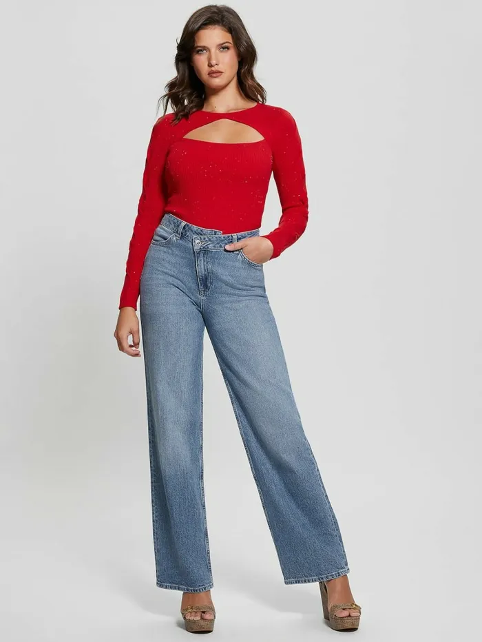 Laurel Micro Sequin Sweater Delicious Red Multi Women Sweaters and Knits GUESS Laurel Micro Sequin Sweater Delicious Red Multi Women Sweaters and Knits GUESS