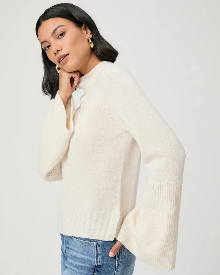 Laurel Sweater 8211 Ivory Cashmere Women Sweaters and Sweatshirts PAIGE