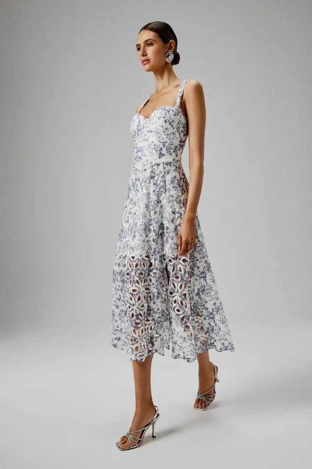 Lavish Alice ALine Dresses KIRA Broderie Anglais ALine Sundress In Blue Porcelain Print Blue Porcelain Print 8211 Women Lavish Alice ALine Dresses KIRA Broderie Anglais ALine Sundress In Blue Porcelain Print Blue Porcelain Print 8211 Women