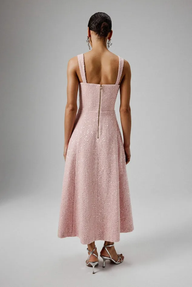 Lavish Alice ALine Dresses KIRA Pearl Embellished Boucle A Line Dress In Pink Pink 8211 Women