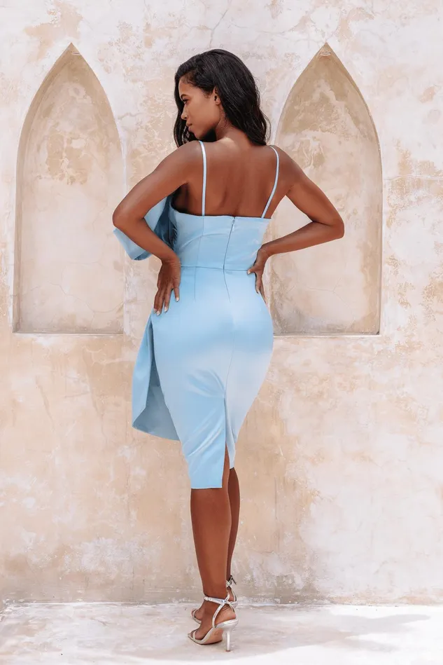 Lavish Alice Bodycon Dresses ALAYNA Extreme Bow Midi Dress In Baby Blue Satin 8211 Women
