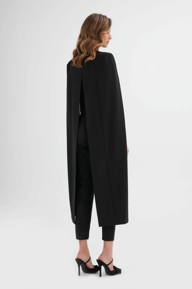Lavish Alice Cape Dresses RAYNA Cape Style Tailored Jumpsuit In Black Black 8211 Women