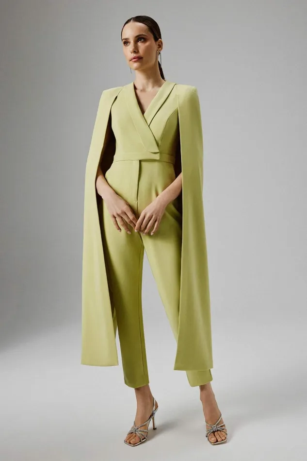 Lavish Alice Cape Dresses RAYNA Cape Style Tailored Jumpsuit In Lime Green Lime Green 8211 Women Lavish Alice Cape Dresses RAYNA Cape Style Tailored Jumpsuit In Lime Green Lime Green 8211 Women