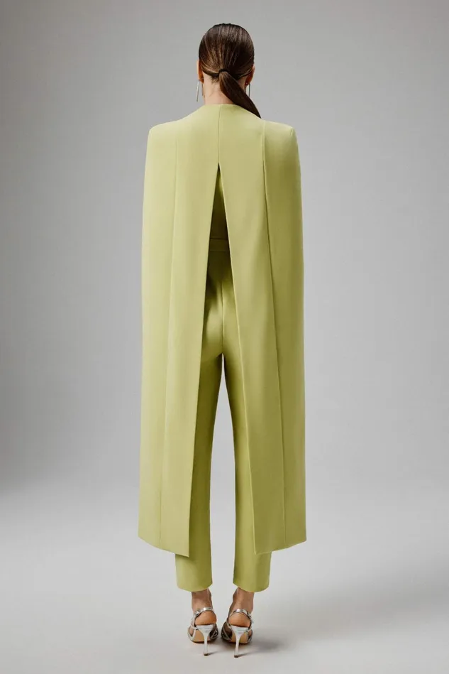 Lavish Alice Cape Dresses RAYNA Cape Style Tailored Jumpsuit In Lime Green Lime Green 8211 Women