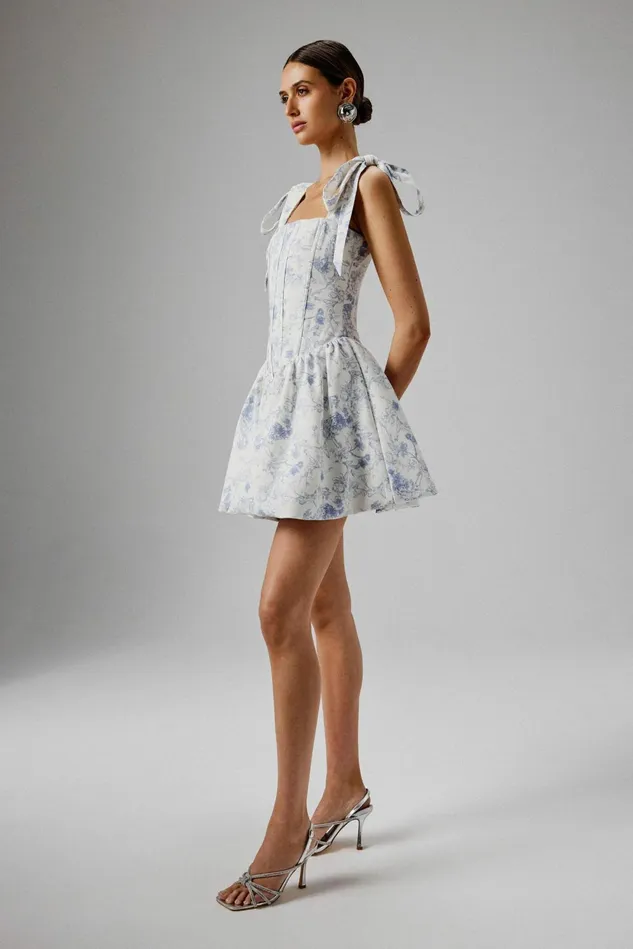 Lavish Alice Corset Dresses JULIETTE Tie Shoulder Bubble Hem Mini Dress In Blue Porcelain Blue Porcelain 8211 Women Lavish Alice Corset Dresses JULIETTE Tie Shoulder Bubble Hem Mini Dress In Blue Porcelain Blue Porcelain 8211 Women