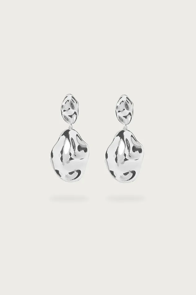 Lavish Alice Jewellery YASMIN Hammered Effect Oval Drop Silver Earrings 8211 Women