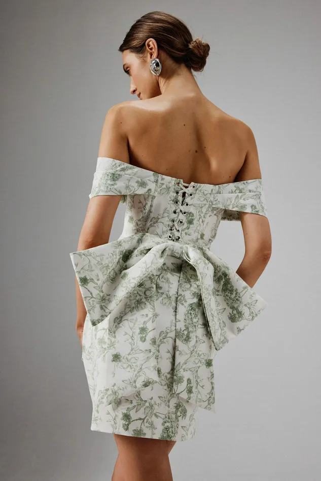 Lavish Alice Off The Shoulder and Bardot GEORGIE Off Shoulder Lace Up Mini Dress In Sage Porcelain Sage Porcelain 8211 Women Lavish Alice Off The Shoulder and Bardot GEORGIE Off Shoulder Lace Up Mini Dress In Sage Porcelain Sage Porcelain 8211 Women