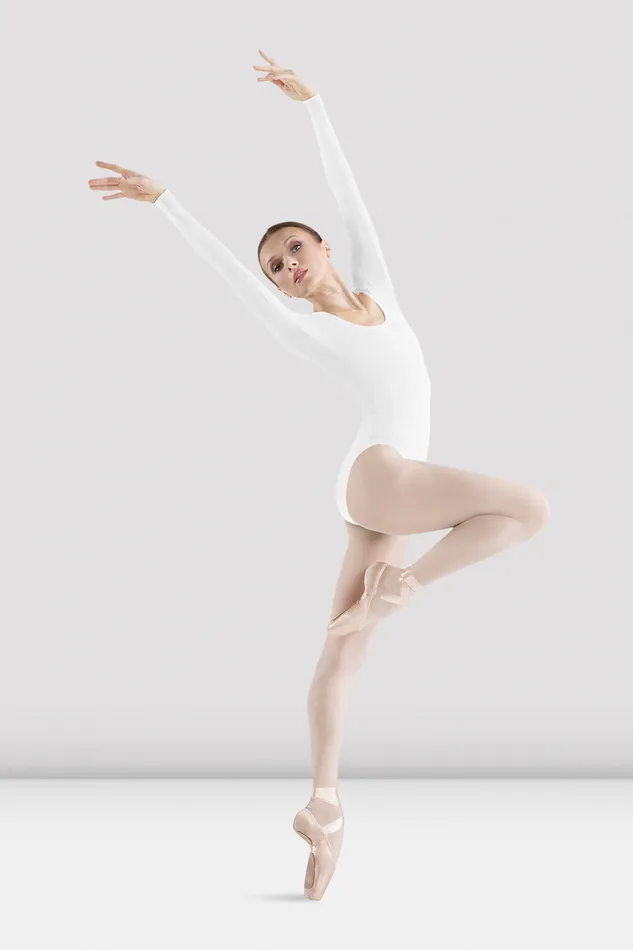 Leotards Ladies Premier Long Sleeve Leotard White Bloch Adult