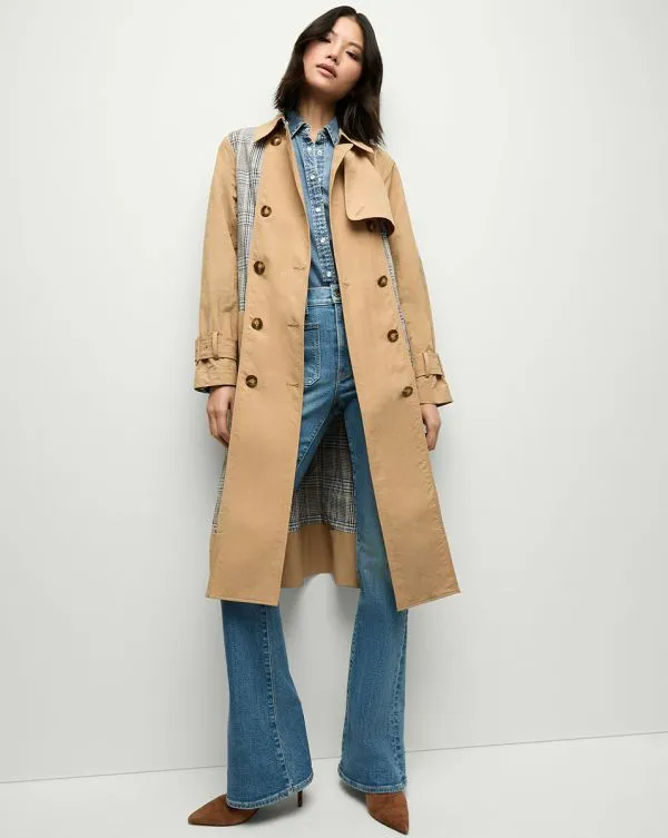 Liam Patchwork Trench Coat Khakiandblack Women Veronica Beard Jackets and Outerwear Liam Patchwork Trench Coat Khakiandblack Women Veronica Beard Jackets and Outerwear