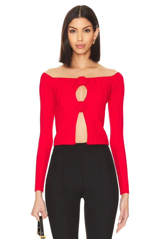 Liora Rosette Sweater Red Women Lovers and Friends Sweaters and Knits