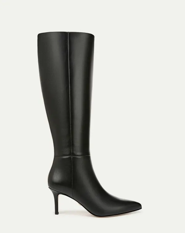 Lisa Leather MidHeel Tall Boot Black Leather Women Veronica Beard Shoes