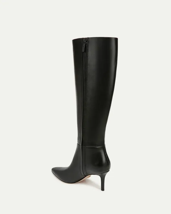 Lisa Leather MidHeel Tall Boot Black Leather Women Veronica Beard Shoes