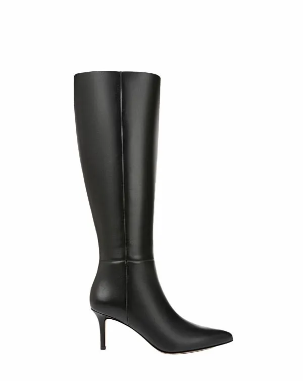 Lisa Leather MidHeel Tall Boot Black Leather Women Veronica Beard Shoes