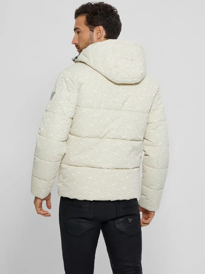Logo Hooded Puffer Jacket Muted Stone Flock Guess Jackets and Coats GUESS Men Logo Hooded Puffer Jacket Muted Stone Flock Guess Jackets and Coats GUESS Men