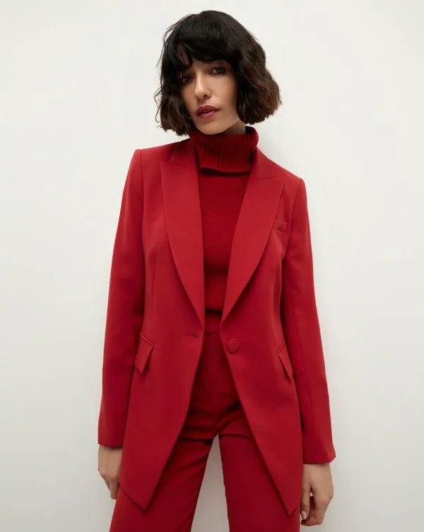 Long And Lean Dickey Jacket Crimson Women Veronica Beard Jackets and Outerwear Long And Lean Dickey Jacket Crimson Women Veronica Beard Jackets and Outerwear