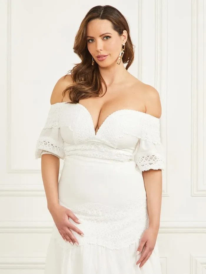 Lou Lou OfftheShoulder Top Pale Pearl Tops GUESS Women