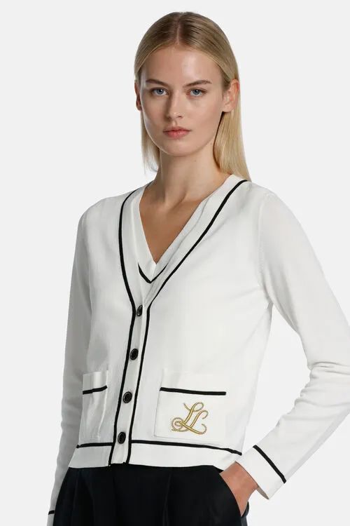 Luisa Spagnoli Canaria Canaria BlueWhite Women Cardigan Luisa Spagnoli Canaria Canaria BlueWhite Women Cardigan