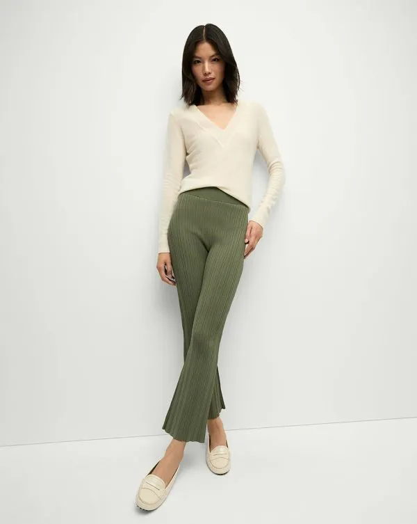 Massaro RibKnit Pant Stone Army Women Veronica Beard Pants