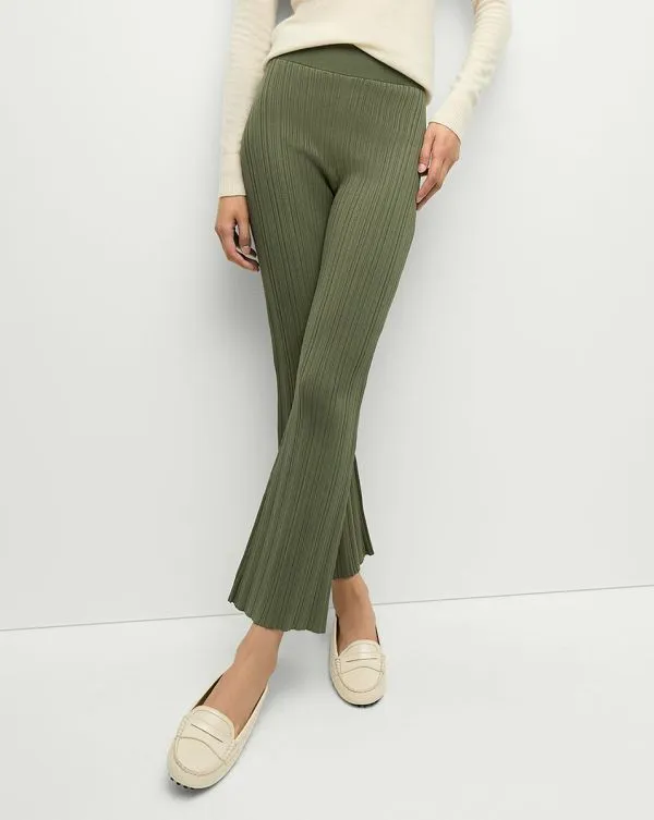 Massaro RibKnit Pant Stone Army Women Veronica Beard Pants Massaro RibKnit Pant Stone Army Women Veronica Beard Pants