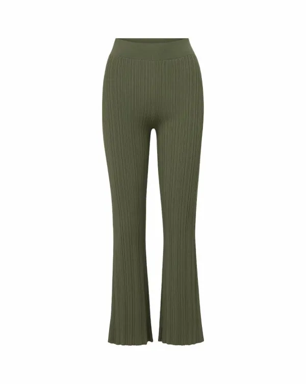 Massaro RibKnit Pant Stone Army Women Veronica Beard Pants Massaro RibKnit Pant Stone Army Women Veronica Beard Pants