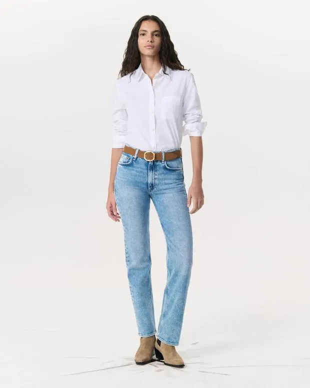 Maxine Poplin Shirt White Women FlexiFeatherweightShirts and Tops rag and bone