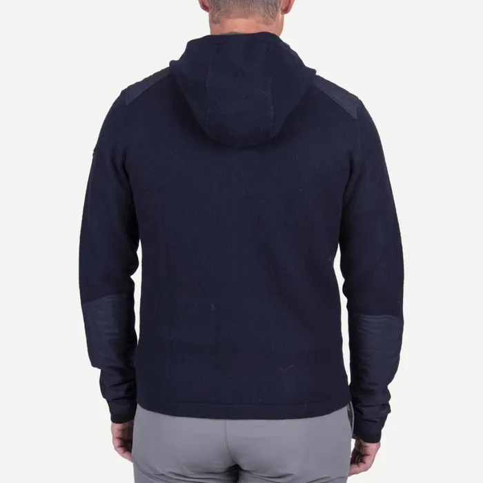 Men Aspen Hooded Jacket 8211 Merino Wool Zip Hoodie Deep Space KJUS Midlayers and Sweaters