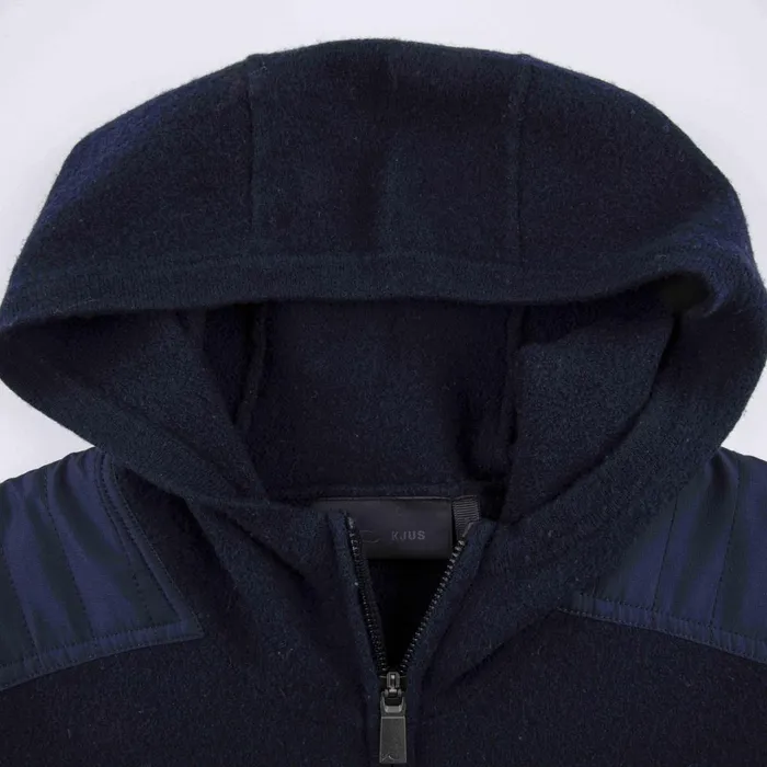 Men Aspen Hooded Jacket 8211 Merino Wool Zip Hoodie Deep Space KJUS Midlayers and Sweaters