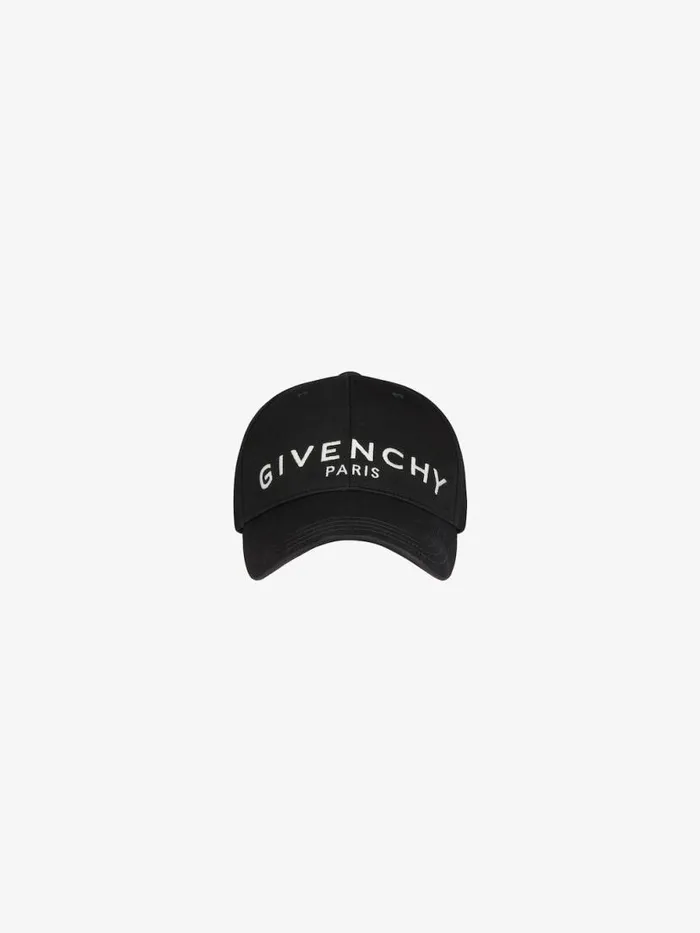 Men Beanies and Caps Givenchy GIVENCHY Paris Embroidered Cap In Cotton Black