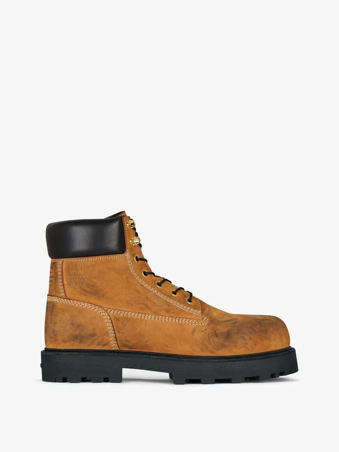 Men Boots and Loafers Givenchy Show Ankle Workboots In Nubuck With Used Effect Beigeblack Men Boots and Loafers Givenchy Show Ankle Workboots In Nubuck With Used Effect Beigeblack