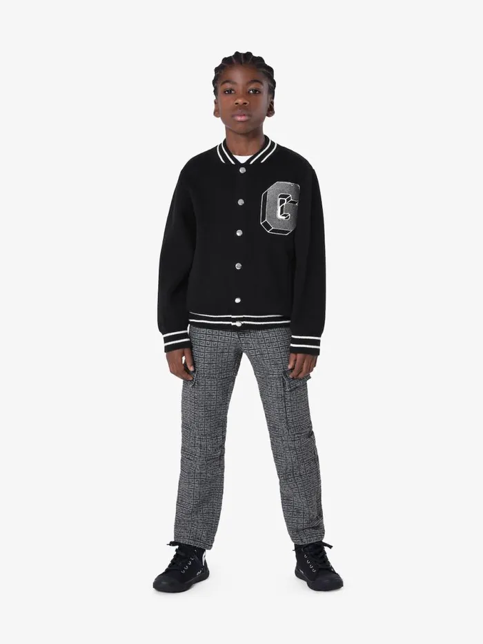 Men Boy 4 To 12 Years Givenchy GIVENCHY College Varsity Jacket In Knit Blackgrey Men Boy 4 To 12 Years Givenchy GIVENCHY College Varsity Jacket In Knit Blackgrey