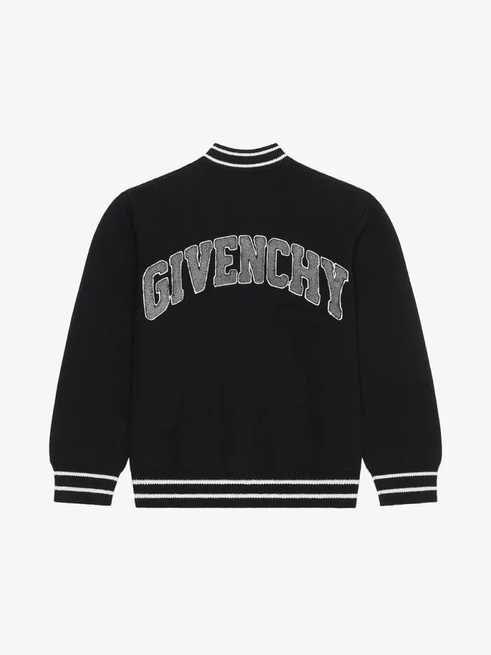 Men Boy 4 To 12 Years Givenchy GIVENCHY College Varsity Jacket In Knit Blackgrey